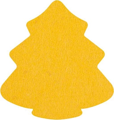 Kerstboom vilt onderzetters - Geel - 6 stuks - 11 x 10 cm - Kerst onderzetter - Tafeldecoratie - Glas onderzetter - Cadeau - Woondecoratie - Tafelbescherming - Onderzetters voor glazen - Kerst tafelen - Woonaccessoires - Tafelaccessoires