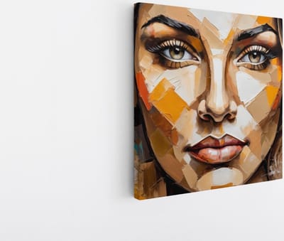 Saammp Canvas Schilderij - Vrouw - Beige - abstract - 20x20 - Foto op canvas - Wanddecoratie - Muurdecoratie Woonkamer - Slaapkamer decoratie - Canvas Print