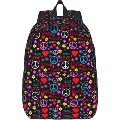 Vrede Bloemig Liefde Patroon Rugzak voor Mannen Vrouwen Cool Middelbare School Werk Dagrugzak Etnisch Laptop Computer Canvas Tassen Sport S