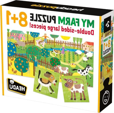 Houten Puzzel Boerderij - Legpuzzel Dieren - Ontwikkeling Kinderen - Dubbelzijdig Ontwerp - 4 Delen Per Puzzel - Meerkleurig