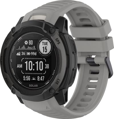Siliconen bandje - geschikt voor Garmin Instinct 2X (Solar) - grijs