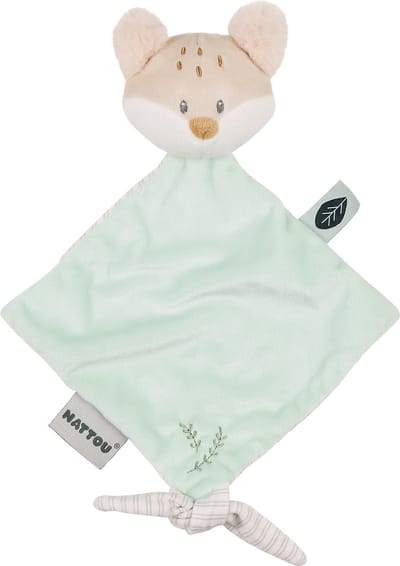 Nattou FLO, ERNEST & OLI Mini Knuffeldoekje - Vos - 19 cm - Munt Groen