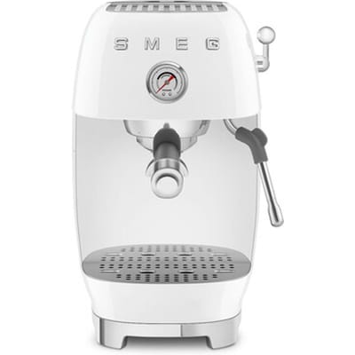 SMEG ECF03WHEU Handmatige Espressomachine - Pistonmachine - Cold Brew - 15 Bar - 58 mm Filterdrager - Thermoblock - Professionele Stoompijp - '50s Style - Wit