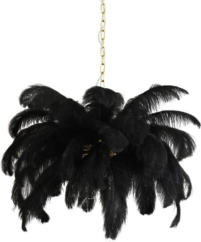 Light & Living Hanglamp Feather - Zwart - Ø80cm - Landelijk - Hanglampen Eetkamer, Slaapkamer, Woonkamer