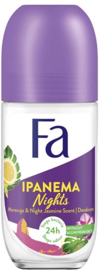 1 x Fa - Deodorant Roller - Ipanema Nights - Maracuja & Night Jasmine - 24 uur Bescherming - 50 ml - 24 Uur Bescherming - Deodorant Roller - Maracuja - Night Jasmine - Geur