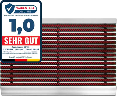 FLOORDIREKT Borstelmat - Profi Brush - Deurmat - Aluminium-Deurmat - Robuuste Nylonborstels - UV-bestendig - Rood - 40 x 60 cm