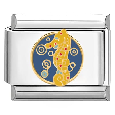 Quiges - Schakel - Bedel - 9mm - charms - Zeepaard - Geschikt voor - armband - Schakelarmband - italy bedels armband