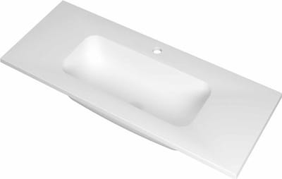 INK Reflekt polystone wastafel met afzetplateau aan beide zijdes, met 1 kraangat 100 x 40 x 1,5 cm, mat wit
