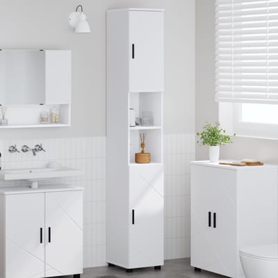 vidaXL - Badkamerkast - Wit - 30 - x - 35 - x - 192 - cm - Bewerkt - hout - & - Metaal