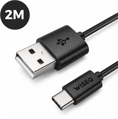 USB-C oplaadkabel 2m – USB-A naar USB-C kabel – snellaadkabel geschikt voor iPhone and Samsung – zwart – WiseQ
