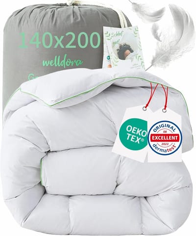 Welldora Dekbed 140 x 200 | 100% Extra Zacht Veren- en Donsdekbed | Zorgvuldig Getest, Oeko-Tex, Allergievriendelijk | RDS-keurmerk voor Dierenwelzijn | Winterdekbed Veren en Dons 140 x 200