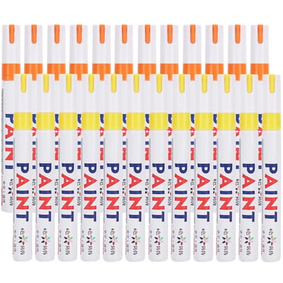 Ensemble de 24 Marqueurs de Peinture à Base d'Huile Imperméables Marqueurs Vérification Pneu Stylo de Réparation Outils de Peinture yellow