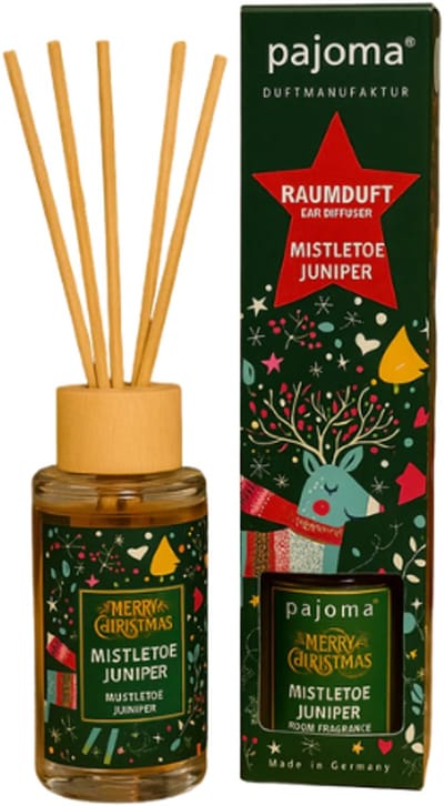 Kerst Geurstokjes - Mistletoe Juniper - Pajoma | 1x 100ml - Frisse geur | Geurverspreider - Kerstgeur - Kerst & Winter