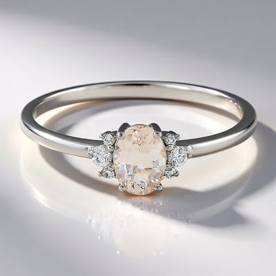 Cavill - Zilveren ring met 0,65 ct Mexicaanse Danburiet - 925 Sterling Zilver - Elegante ovale damesring met pavé zirkonia - Maat 20