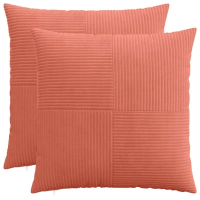 vidaXL - Kussensloop - 2 - pcs - ALMELO - Rood - Oranje - 65 - x - 65 - cm - corduroy