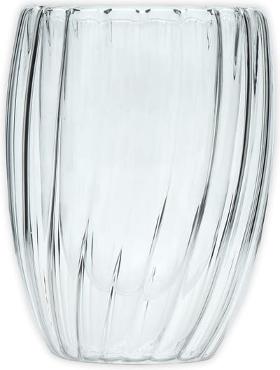 Intirilife dubbelwandig thermoglas - Gestreepte stijl - 210 ml inhoud - Mondgeblazen geïsoleerd voor latte macchiato, als theeglas of koffieglas met handvat