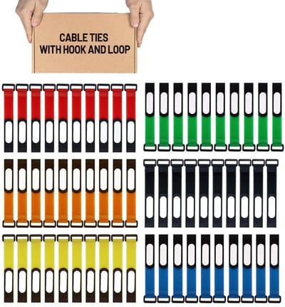 Dailygoods - Herbruikbare klittenband kabelbinders - Kabelbeheer - 60 stuks - Klittenbandsluiting - Verstelbaar - Geschikt voor Elektronica