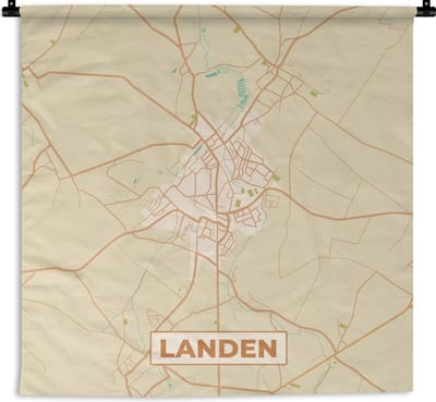 Wandkleed - Wanddoek - Plattegrond - Landen - Vintage - Stadskaart - Kaart - 180x180 cm - Wandtapijt