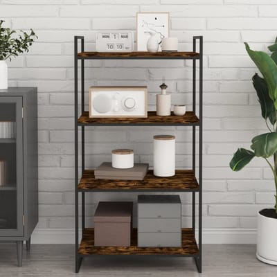 vidaXL - Wandschappen - 4 - st - 60x40x1,5 - cm - bewerkt - hout - gerookt - eikenkleur