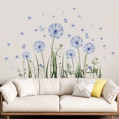 Dailygoods- Raamstickers Dandelion - Raamstickers Planten - Raamstickers Vlinders - Wanddecoratie - PVC - 28.5cm x 90cm