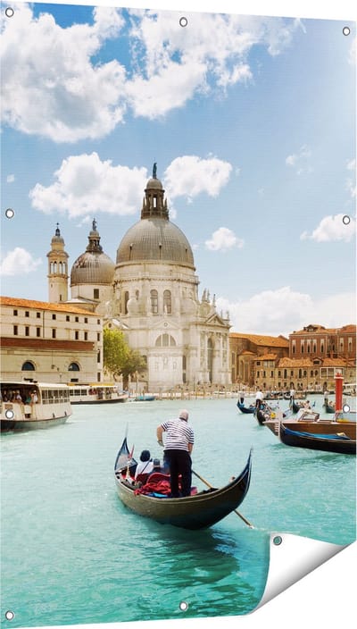 Gards Tuinposter Basiliek San Marco in Veneti� op het Water - 80x120 cm - Tuindoek - Tuindecoratie - Wanddecoratie buiten - Tuinschilderij