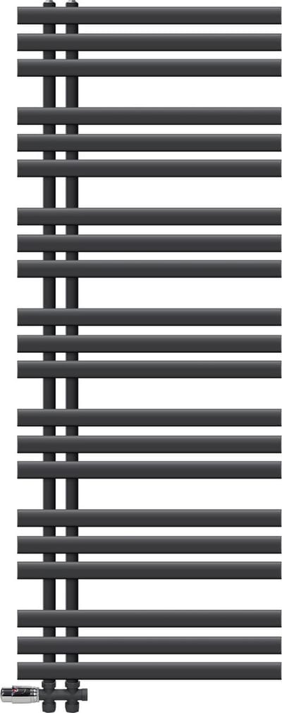 Badkamerradiator middenaansluiting 600x1600 mm antraciet met onderaansluitset LuxeBath