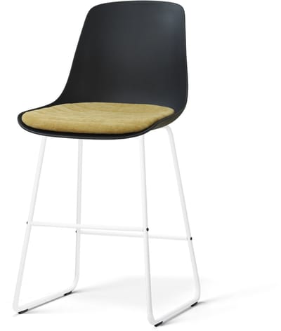 Nolon Nino-Liv barkruk zwart met warm oker Zitkussen - wit onderstel - 65 cm