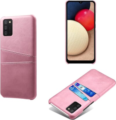 Backcover met Opbergvakjes + PMMA Screenprotector voor Galaxy A02s _ Roze Goud