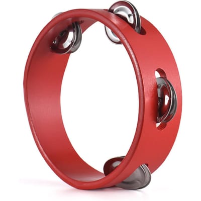 10-inch Tamboerijn voor Volwassenen Aangenaam Rinkelgeluid Rood Handgedraaide Bel Rinkelt Houten Metalen Bel S brown