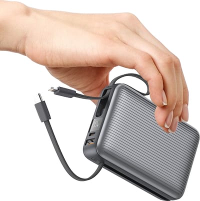Phreeze Powerbank Mini PB04 - Krachtig & Kleine 20.000 mAh powerbank met Vaste Kabels - Geschikt voor Lightning, USB-C & (Fast Charge)