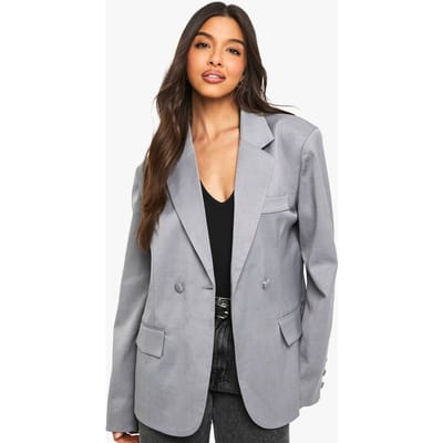 boohoo Dames Op maat gemaakte wrapblazer met ingesnoerde taille | Grijze Mergel | Maat: 36