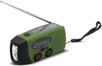 Florixa® Noodradio Opwindbaar en Batterij - Noodradio - Survival Radio - Groente- 2000 mAh - Zonnepaneel - Groen- 13 cm x 5 cm x 7 cm