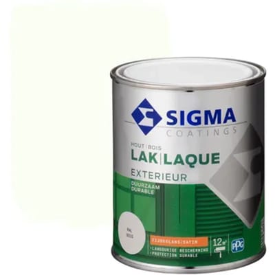 Sigma Houtlak Exterieur Zijdeglans - Glansbehoud - Droog na 1,5 uur - RAL 9010 - Wit - 0.75L