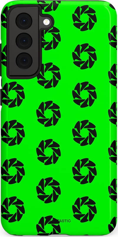 Casetastic hoesje geschikt voor Samsung Galaxy S21 FE 5G - Dubbellaagse bescherming - Neon Groene Cirkels - Fashion Case - Groen Zwart