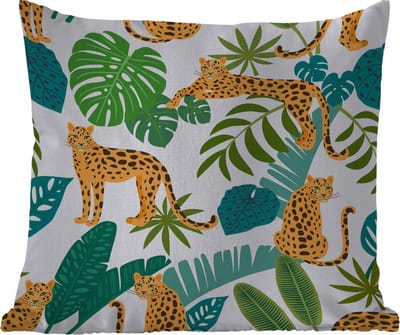 Tuinkussen - Jungle - Luipaard - Planten - Patroon - Meiden - Jongens - 40x40 cm - Weerbestendig