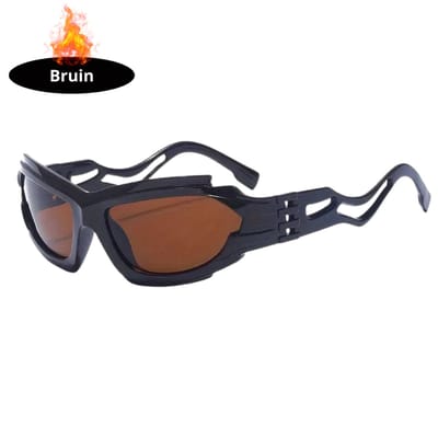 Livano - Festival Bril - Rave - Space - Techno - Freaky Glasses - Heren - Dames - Zonnebril - Bruin/Geel