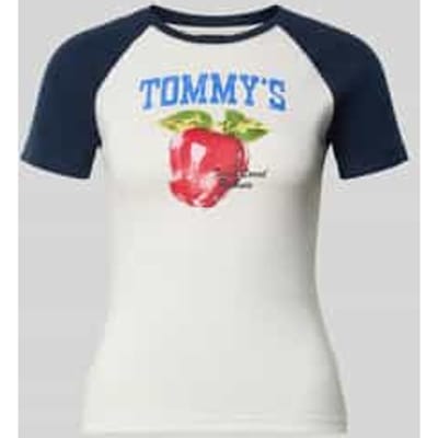 Slim fit T-shirt van katoenmix