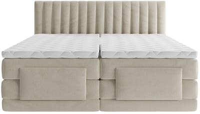 Vente-unique Boxspringbed fluweel beige 2 x 80 x 200 cm