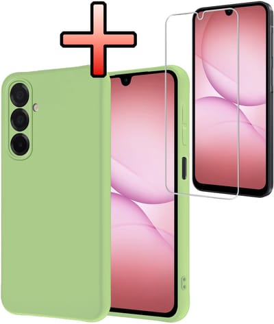 Hoesje - Met Screenprotector - Geschikt voor Samsung Galaxy A17 - Sterk & Shockproof - Back Cover - Siliconen Case - Telefoon Hoes - Groen