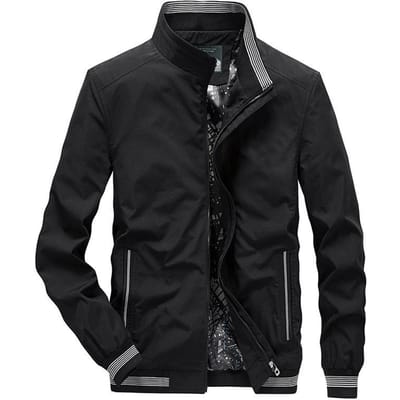 Veste de printemps et d'automne pour hommes, nouvelle veste décontractée pour jeunes hommes, grande taille, col montant, veste fine pour hommes, veste tendance 4XL black
