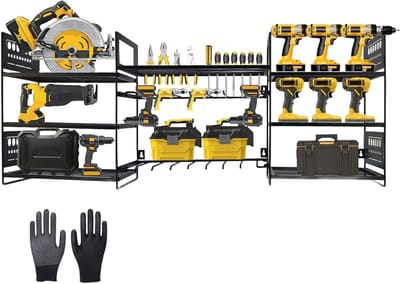 3-Laags Gereedschap Organizer voor Muurmontage, Heavy Duty Boorhouder met Schroevendraaiers, Ideaal voor Garage en Thuisopslag