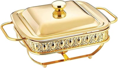 Buffet Warmer - Chafing Dish Set - Feestelijke Gelegenheden - Duurzaam Roestvrij Staal - 1.8L Capaciteit - Goudkleurig