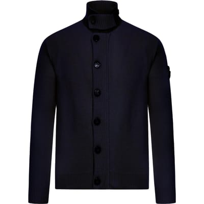 Stone Island Klassiek Logo Patch Hoge Hals Enkele Knopen Trui Unisex trui K2S155100047S00A3-V0020 L black