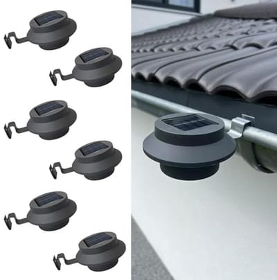 Dakgoten Solarverlichting op Zonne-energie voor Buiten - Warmwit (RAL 7016, 6 stuks)