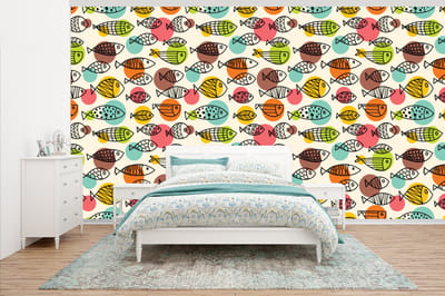 Behang - Fotobehang Stippen - Vis - Regenboog - Breedte 500 cm x hoogte 280 cm