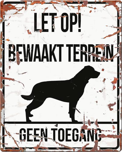 D&D - Vierkant Waakbord Rottweiler - Kleur: Wit - Afmetingen: 20x25 cm