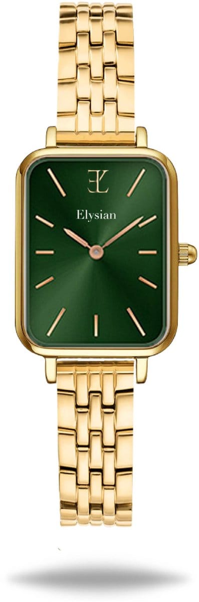 Elysian - Horloge Dames Rechthoekig - Goud - Schakelband - Waterdicht - 26mm - Cadeau Voor Vrouw
