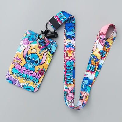 Nieuwste Stitch Kaarthouder Anti-verlies Cartoon Nekband Kaarthouder en Meisjes Speelgoed Lanyard Badgeclip Cadeau, geweldig voor dagelijks gebruik -A4490