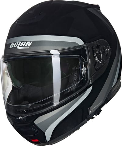 Nolan N100-6 Assoluto 349 Zwart Zilver Wit Glossy Systeemhelm - Maat S - Helm