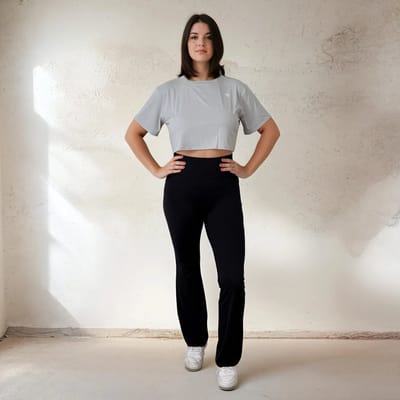 YV SPORT Athene Sportshirt dames - Cropped shirt - Premium kwaliteit - Ademend - Voert vocht af - Droogt snel - Comfortabel en zacht - Fitness en sport shirt - Sportkleding dames - Grijs - Maat S